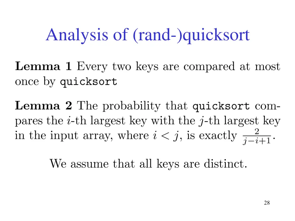 analysis of rand quicksort