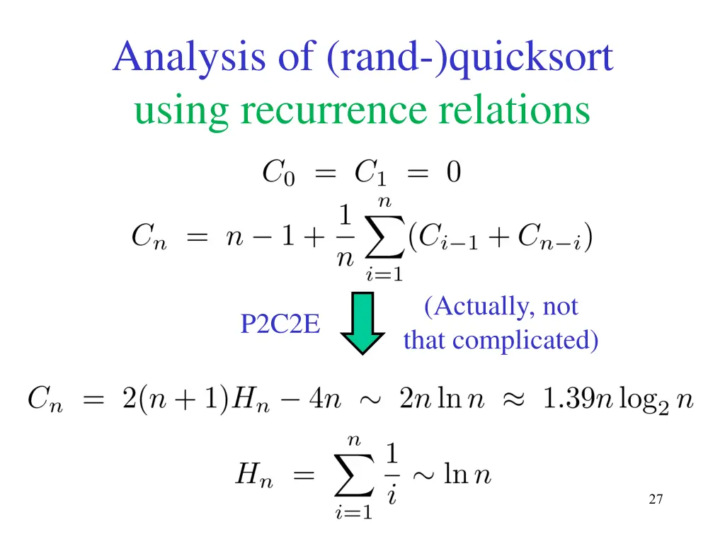 analysis of rand quicksort using recurrence