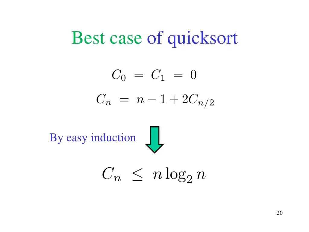 best case of quicksort