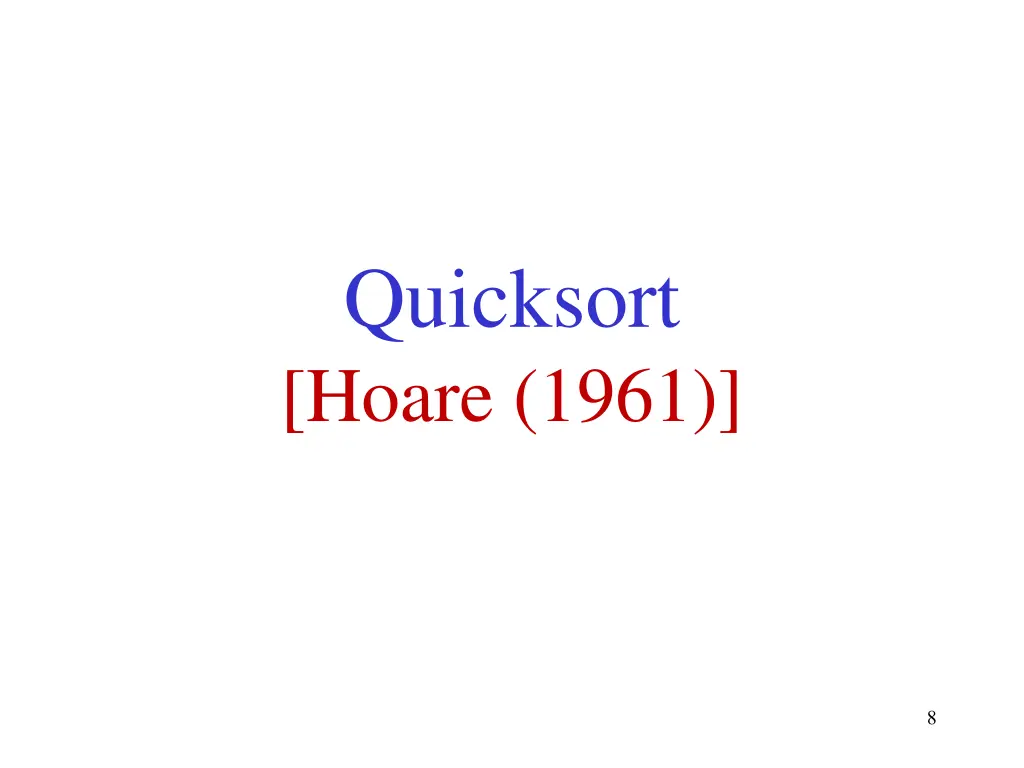 quicksort hoare 1961