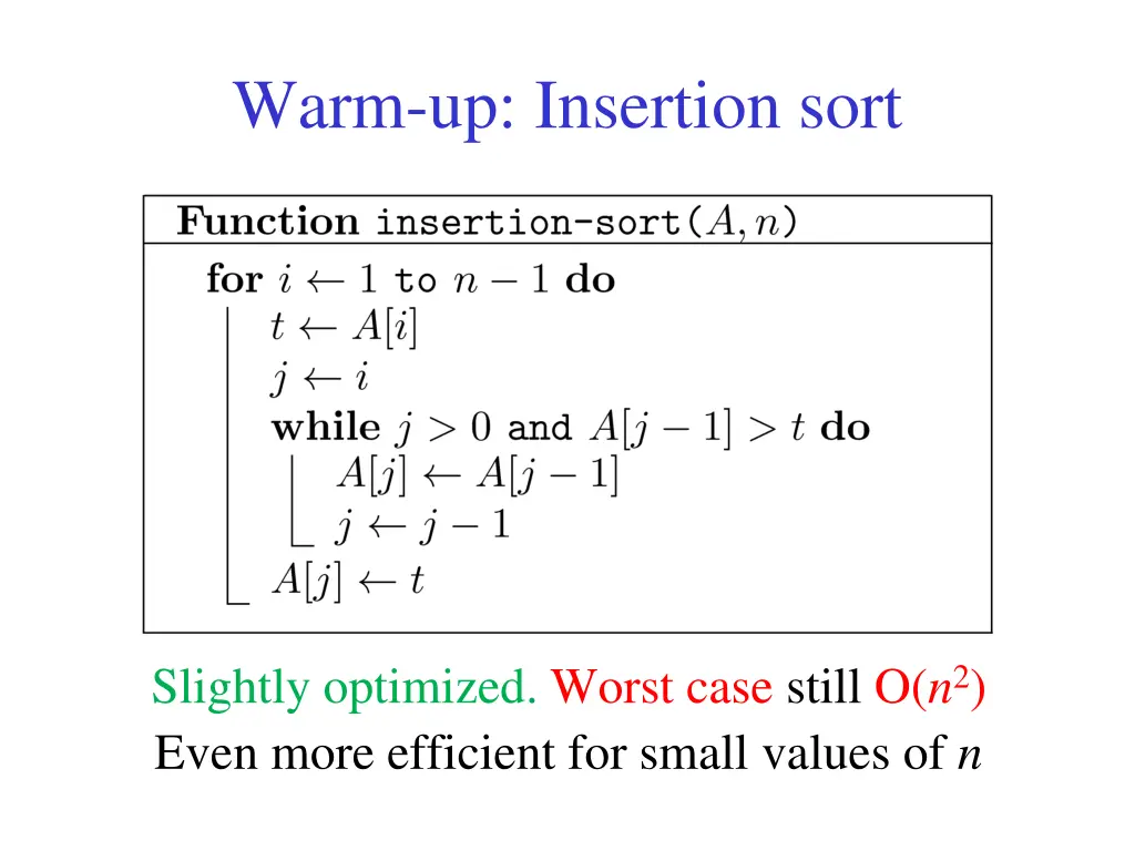 warm up insertion sort 1