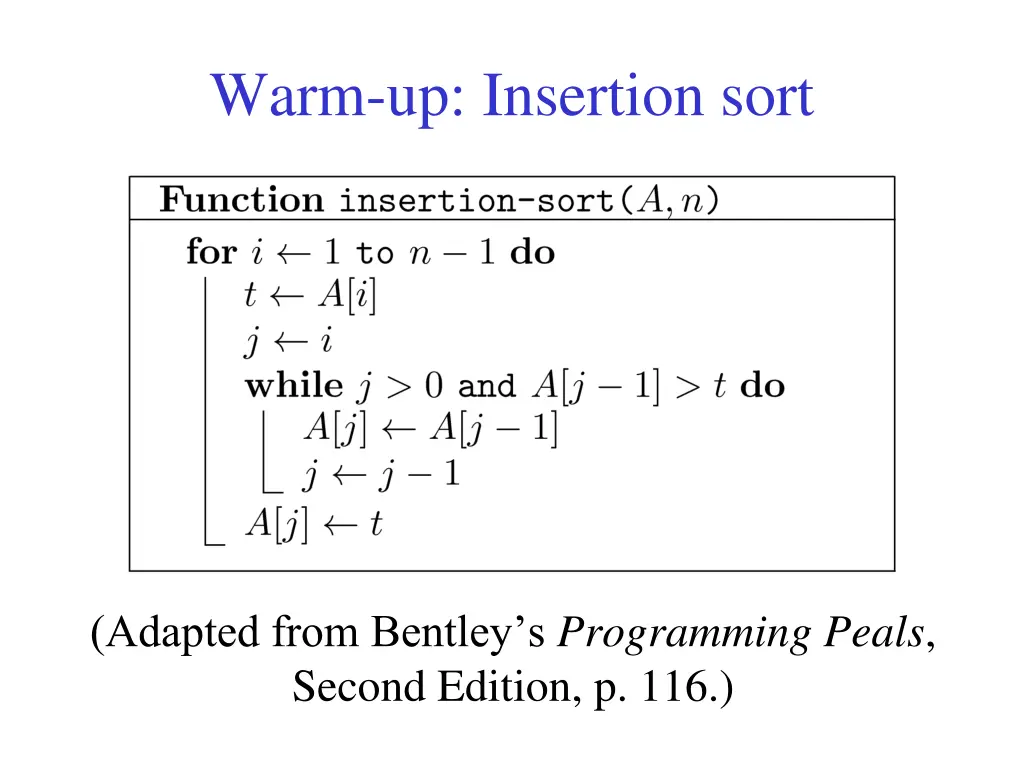 warm up insertion sort 2