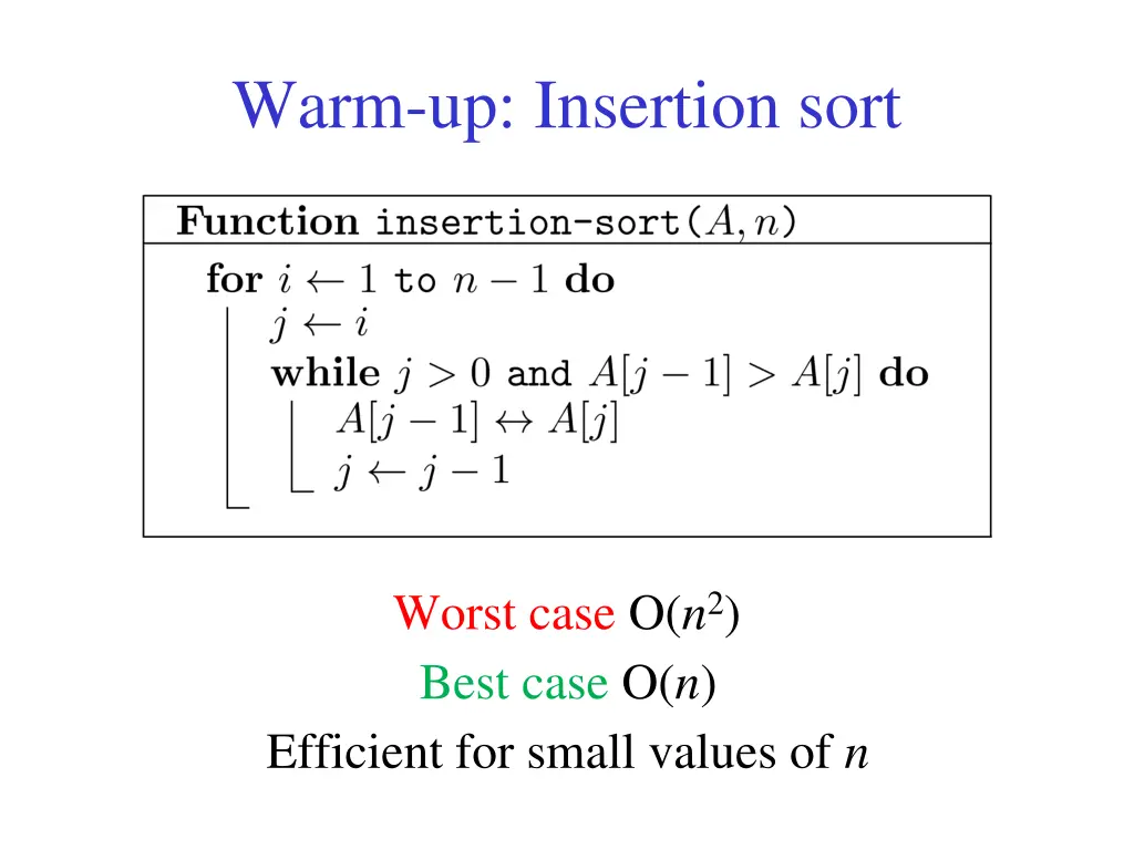 warm up insertion sort