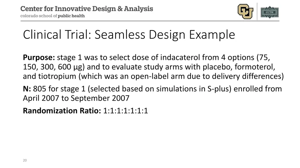 clinical trial seamless design example 1