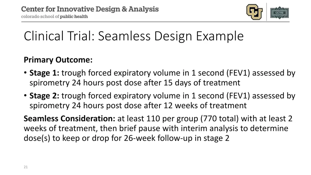 clinical trial seamless design example 2