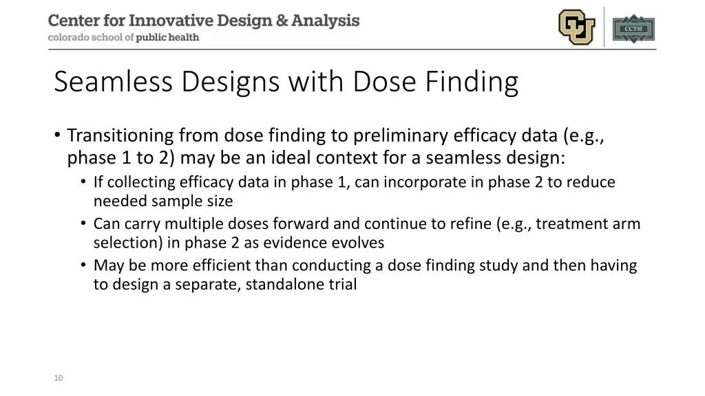 seamless designs with dose finding