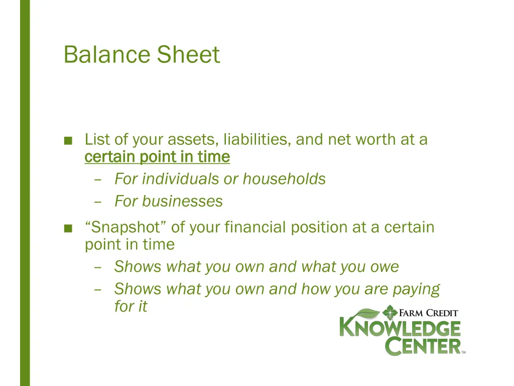 balance sheet