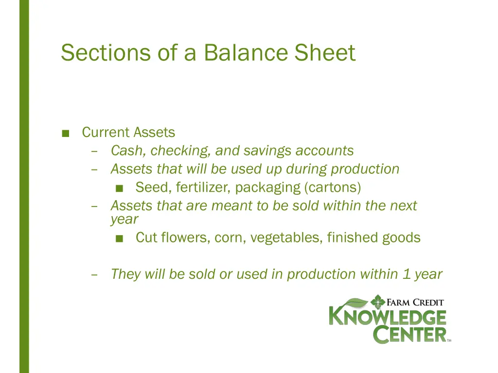 sections of a balance sheet