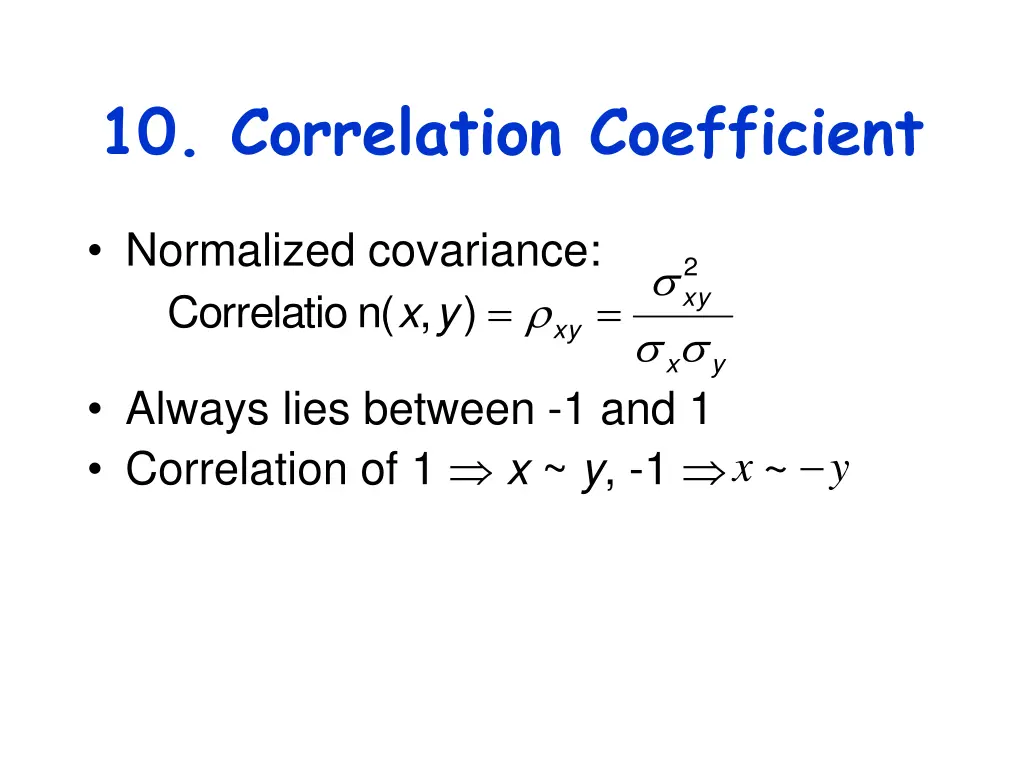 10 correlation coefficient