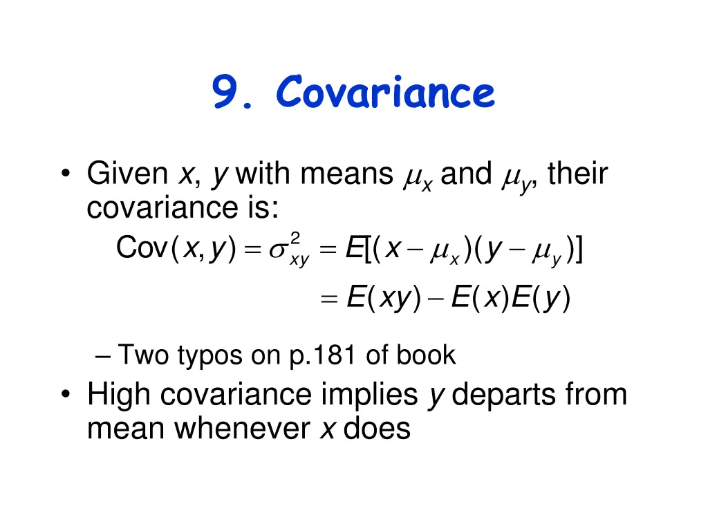 9 covariance