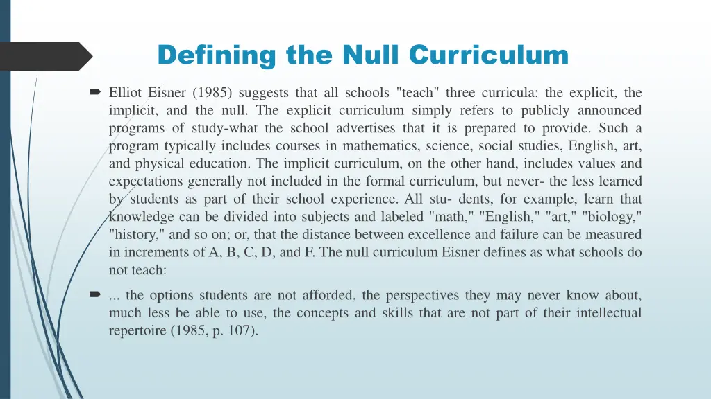 defining the null curriculum
