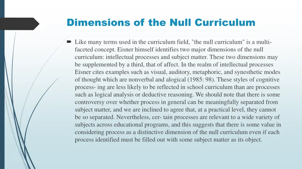dimensions of the null curriculum