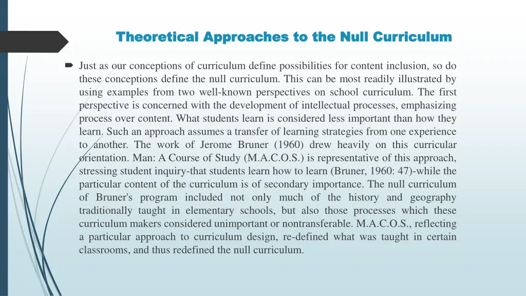 theoretical approaches to the null curriculum