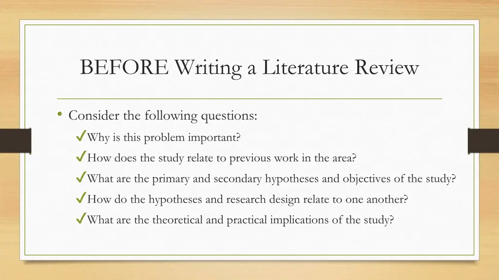 before writing a literature review