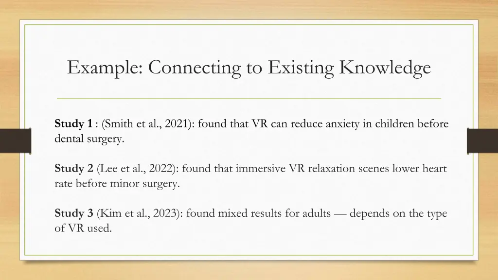 example connecting to existing knowledge
