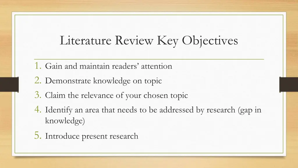 literature review key objectives 1