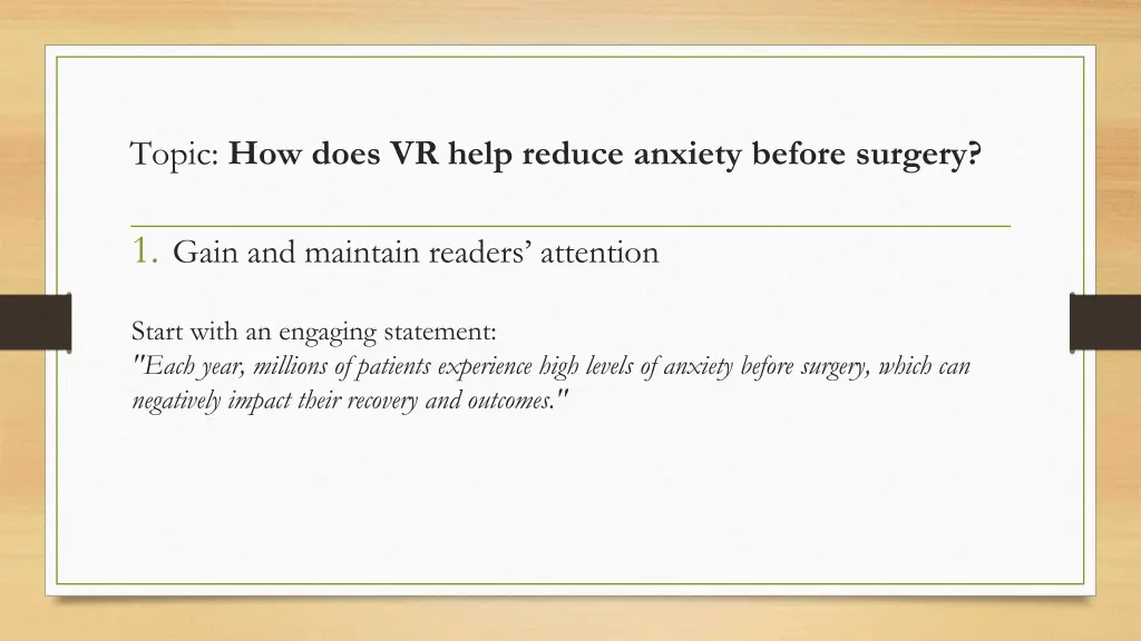 topic how does vr help reduce anxiety before