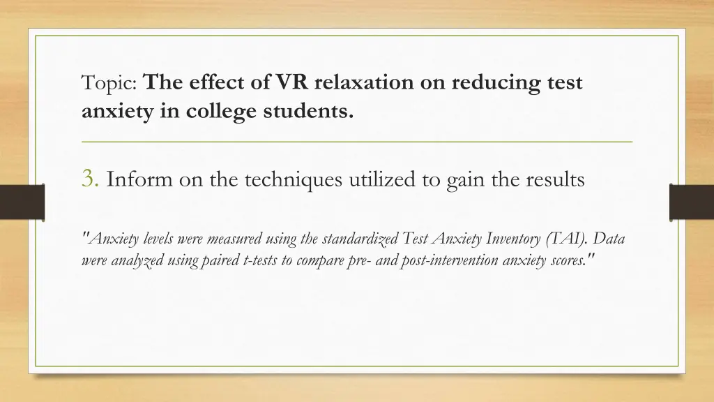 topic the effect of vr relaxation on reducing 2