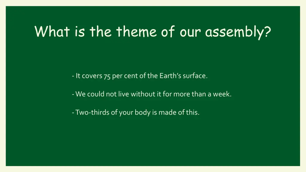 what is the theme of our assembly