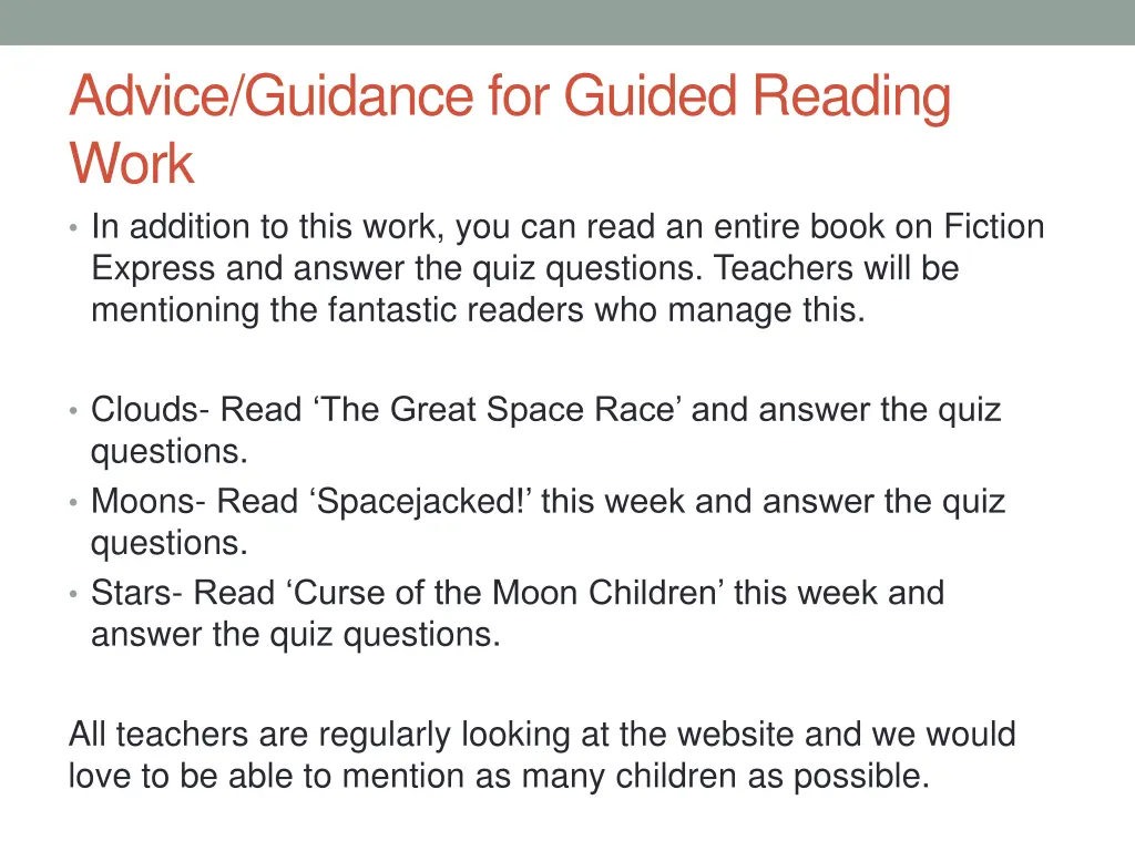 advice guidance for guided reading work