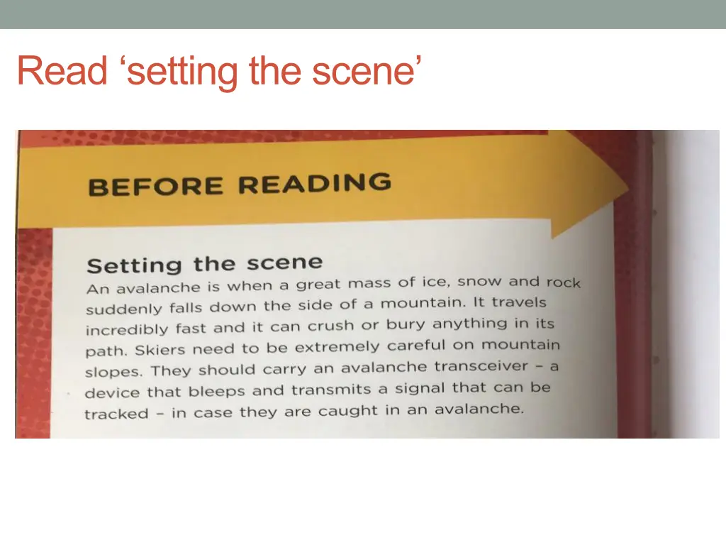 read setting the scene