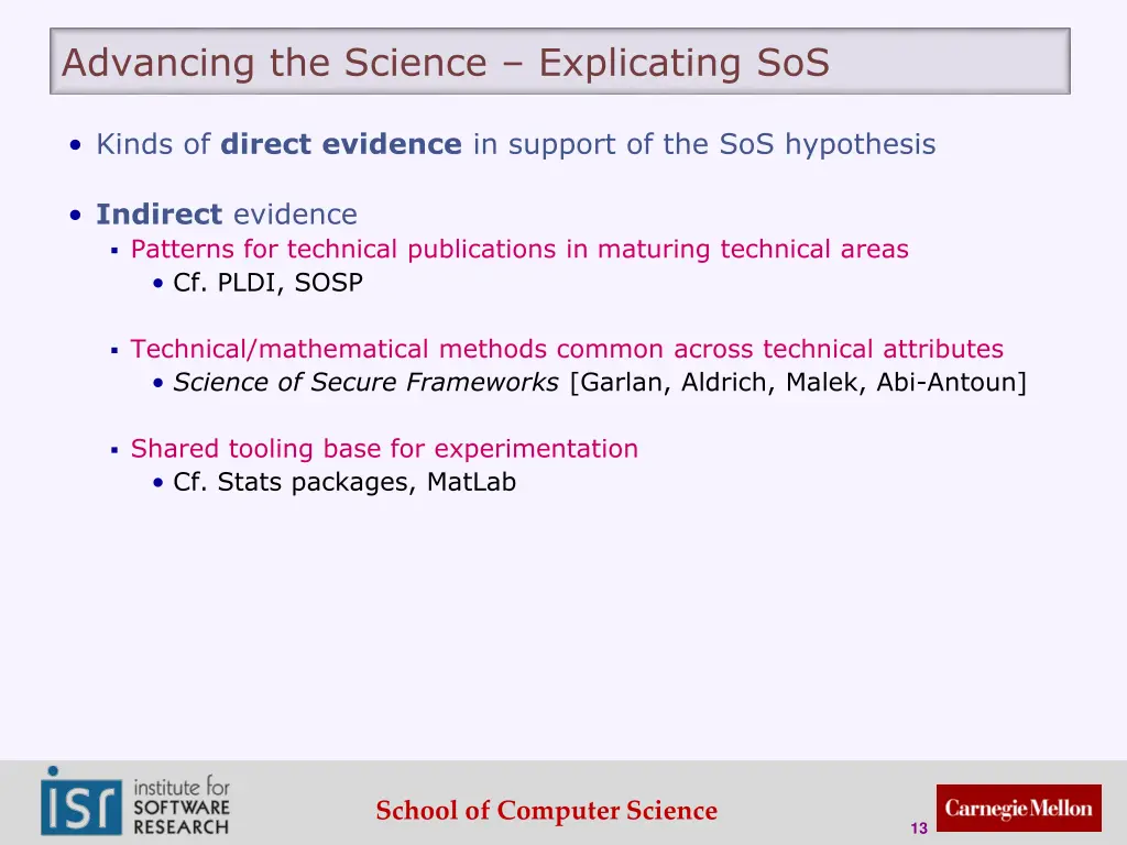 advancing the science explicating sos 3