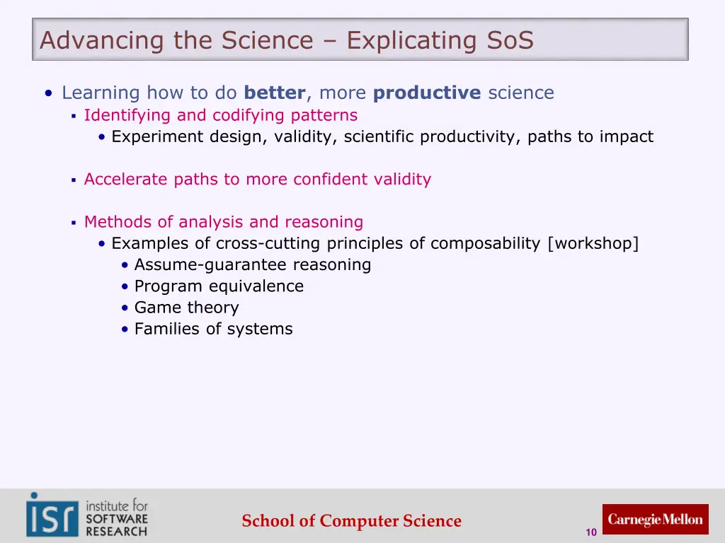 advancing the science explicating sos