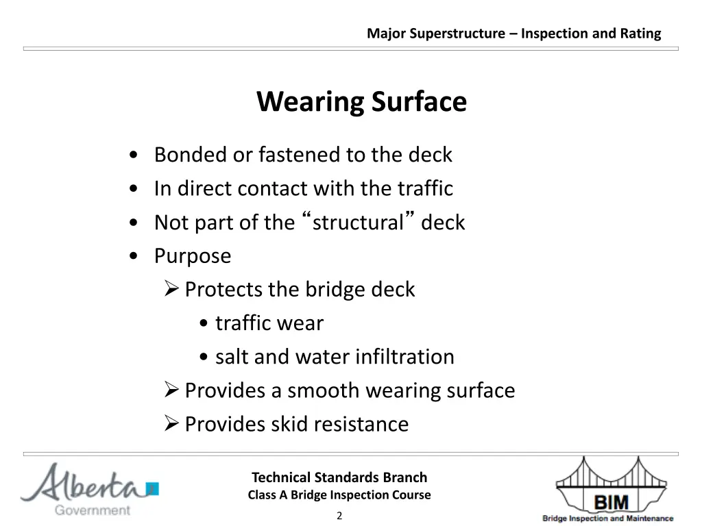 major superstructure inspection and rating 1