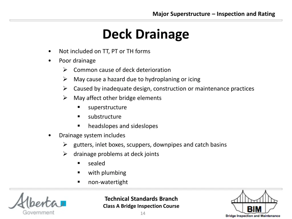 major superstructure inspection and rating 13