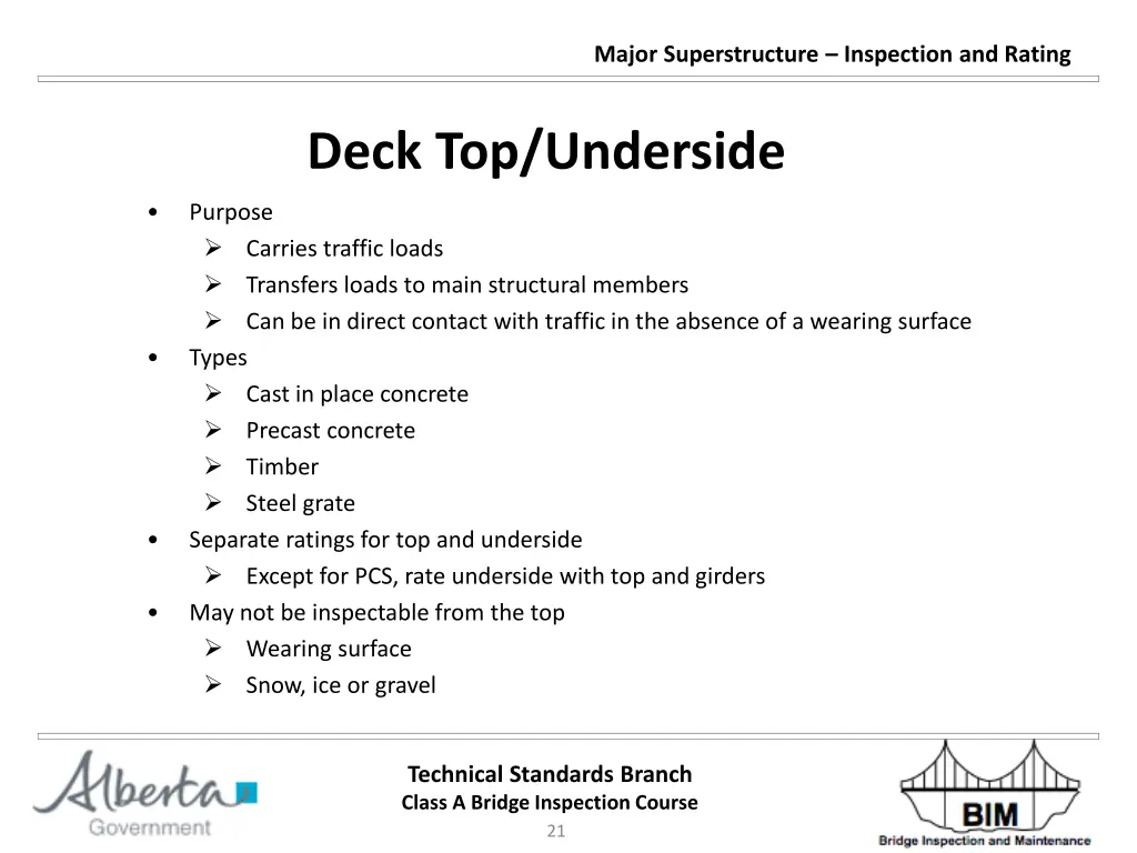 major superstructure inspection and rating 20