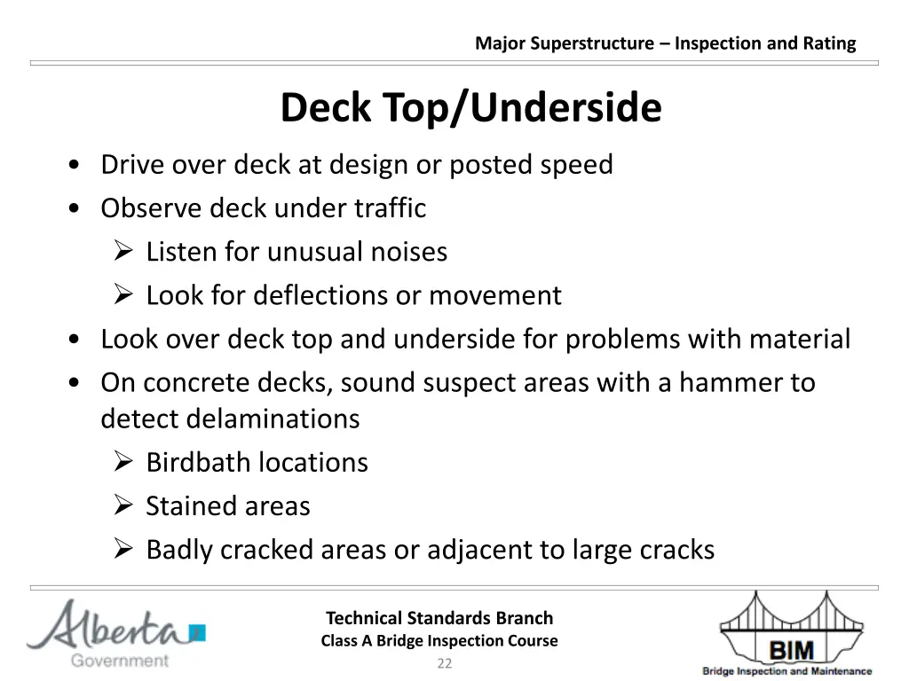 major superstructure inspection and rating 21