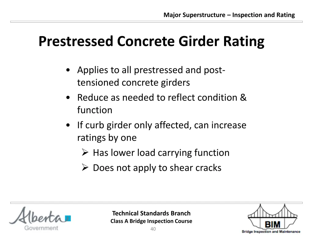 major superstructure inspection and rating 39