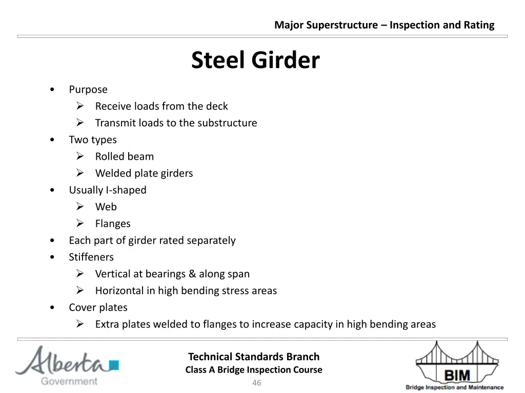 major superstructure inspection and rating 45