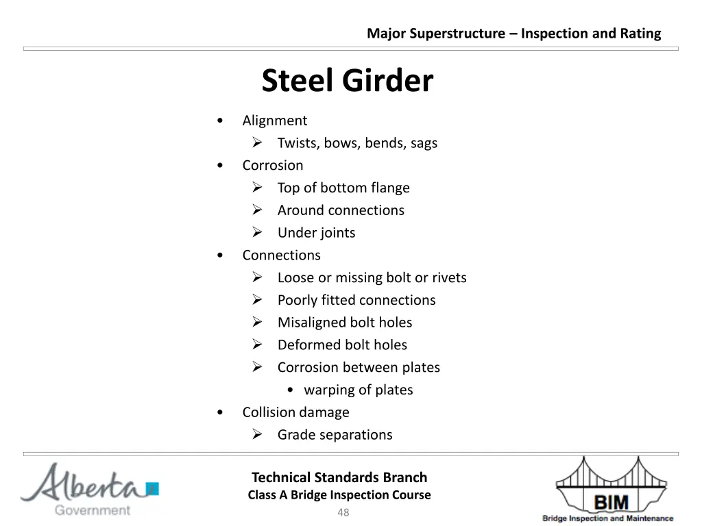major superstructure inspection and rating 47