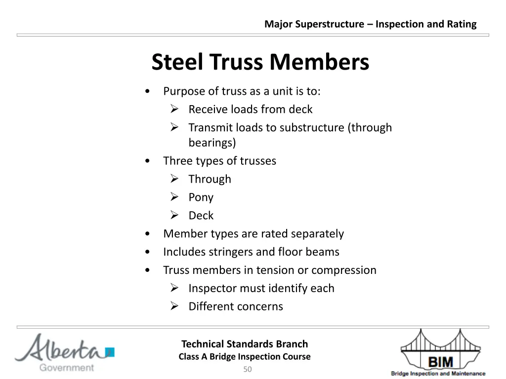major superstructure inspection and rating 49