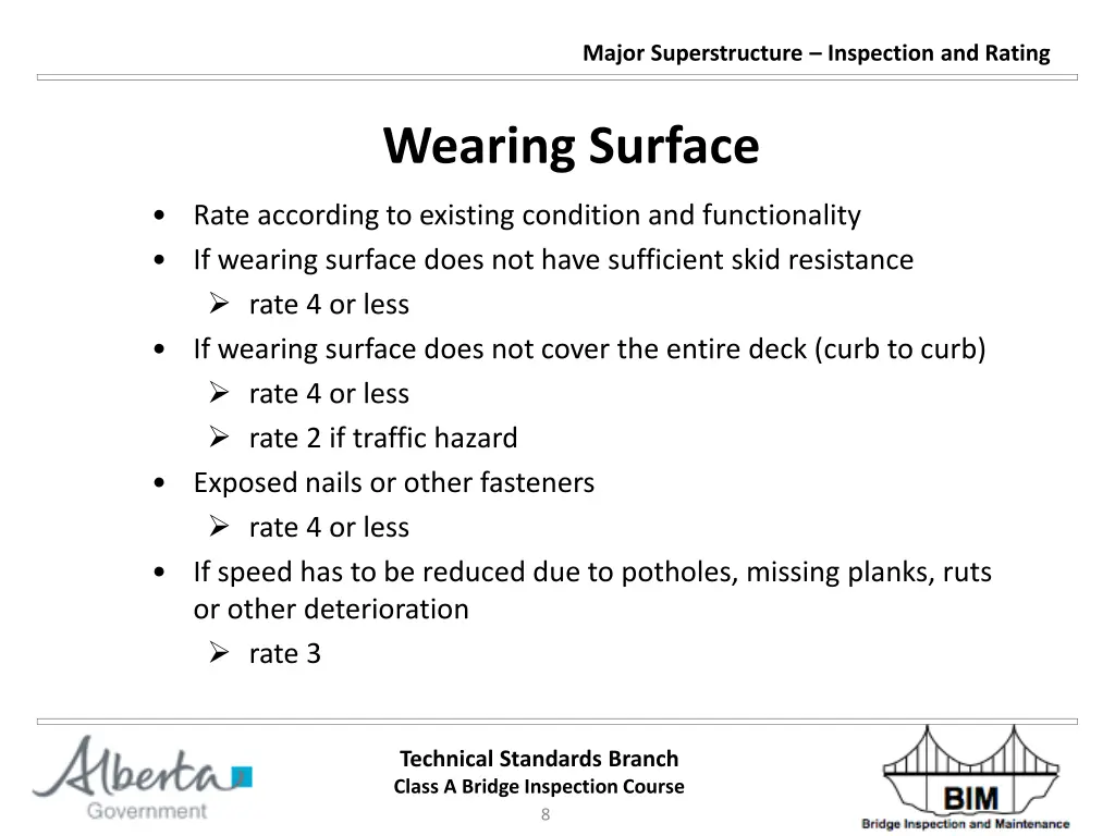 major superstructure inspection and rating 7