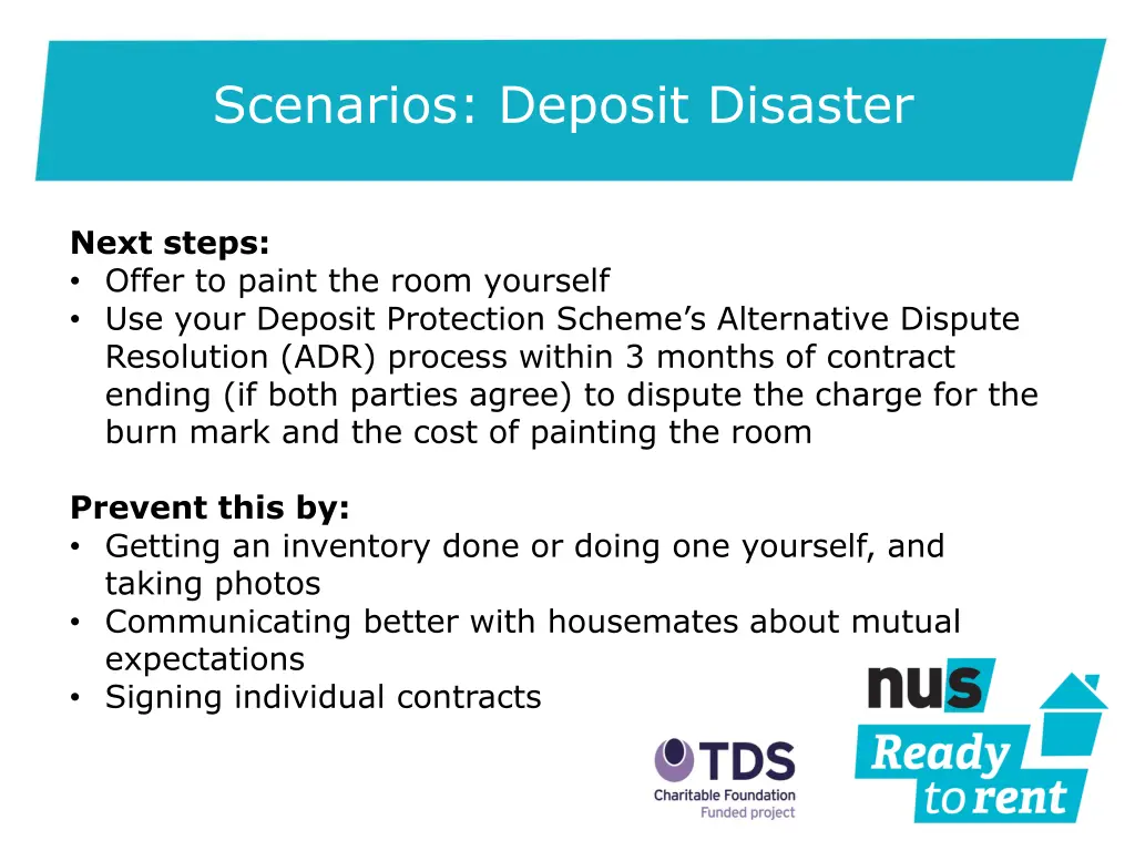 scenarios deposit disaster
