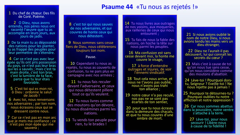 psaume 44 tu nous as rejet s