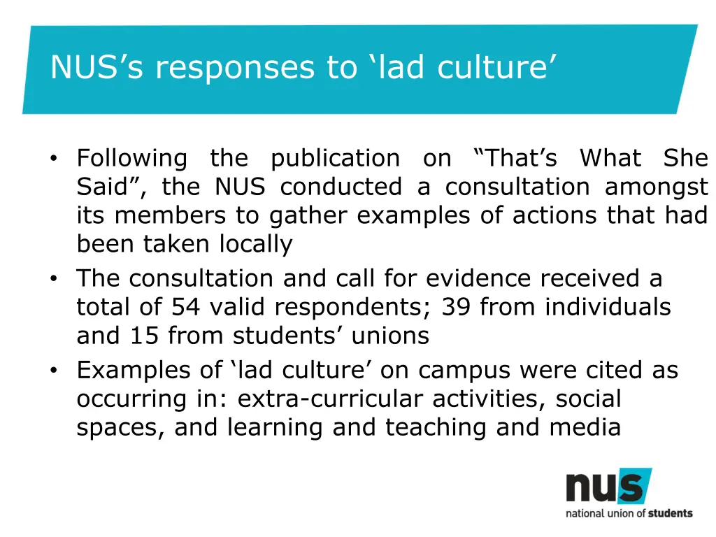 nus s responses to lad culture