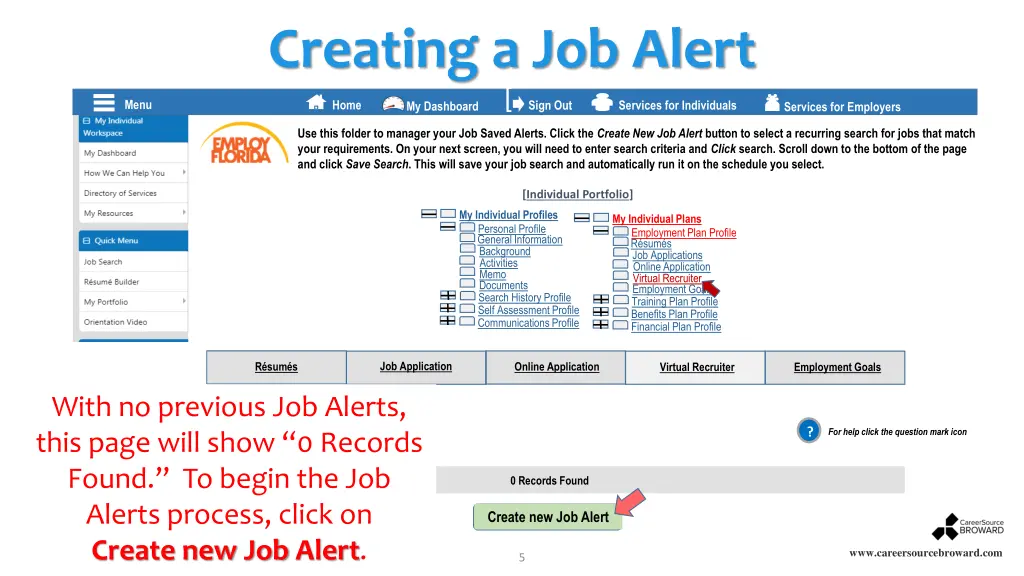 creating a job alert