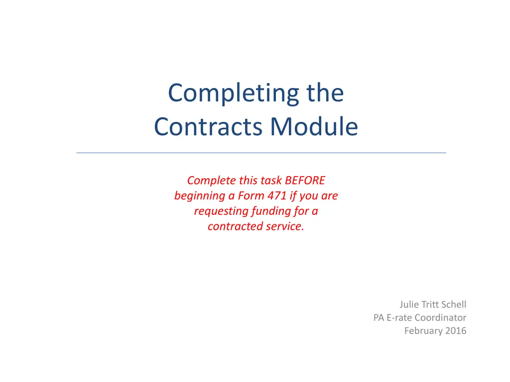 completing the contracts module