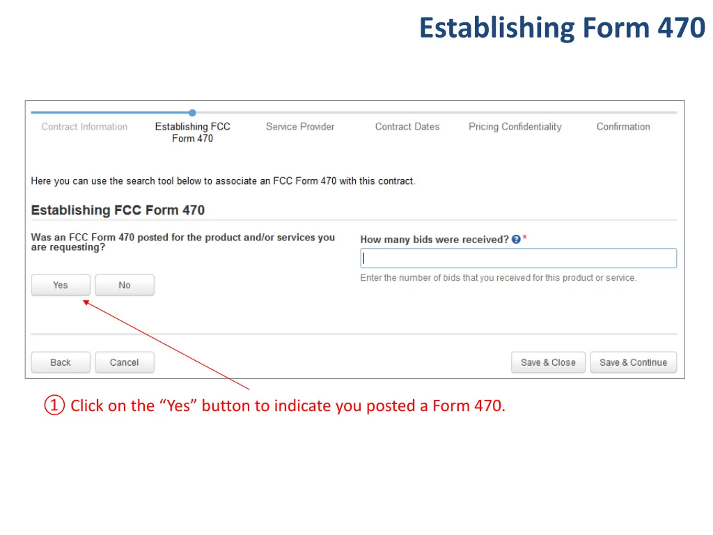 establishing form 470 1