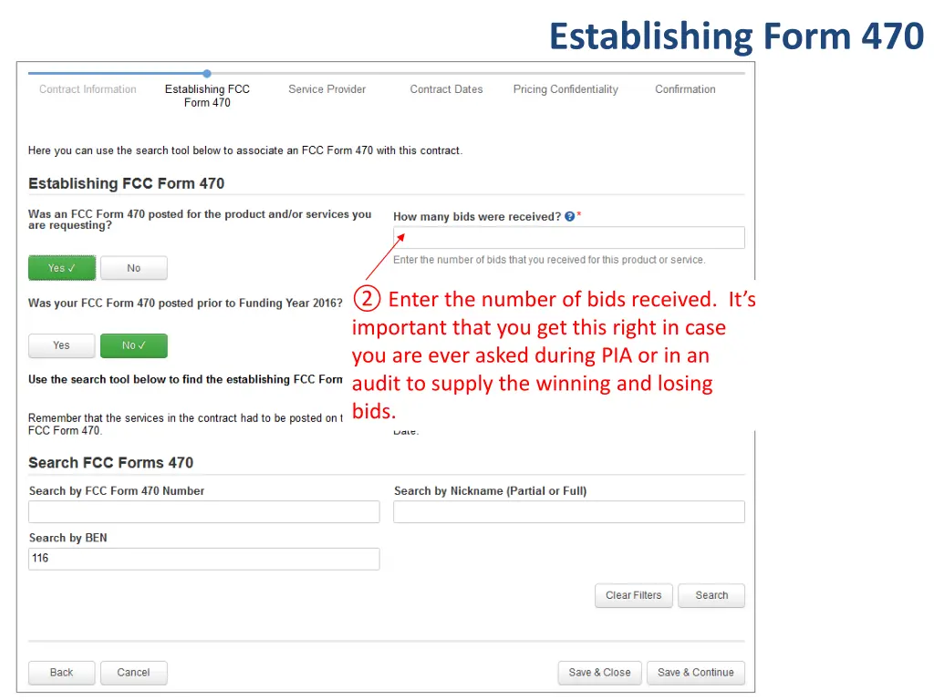 establishing form 470 2