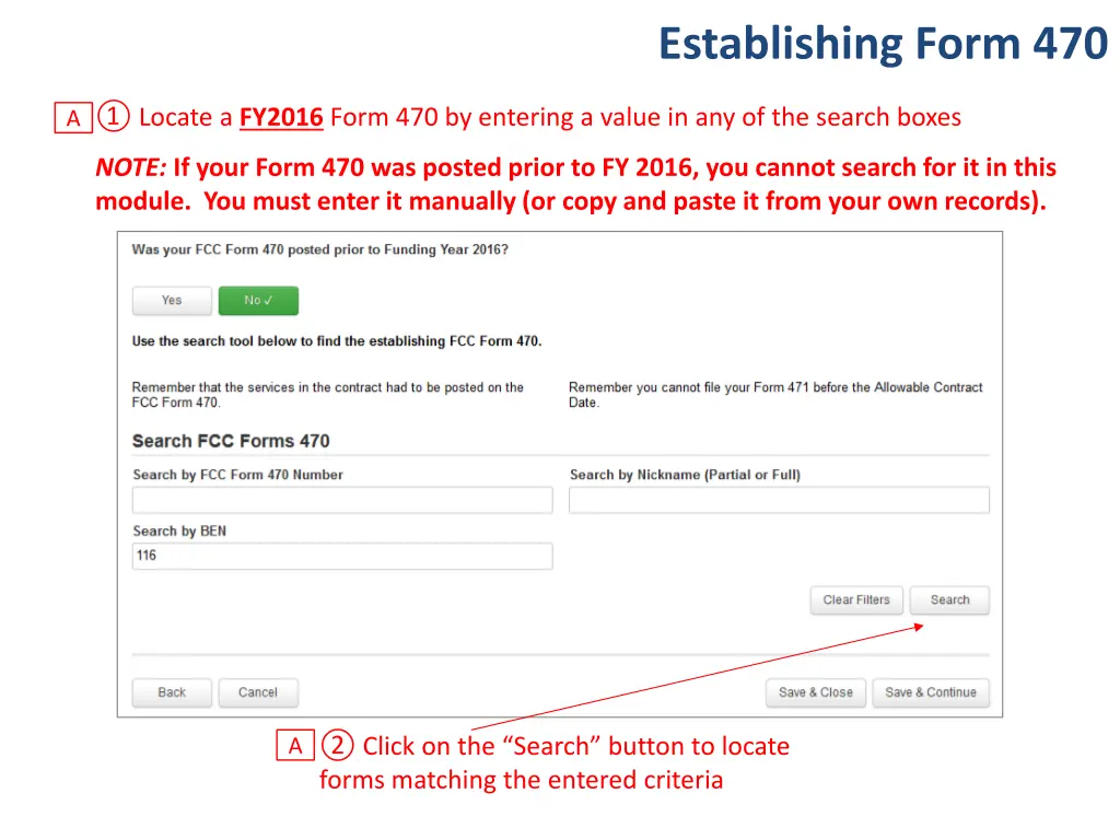 establishing form 470 4