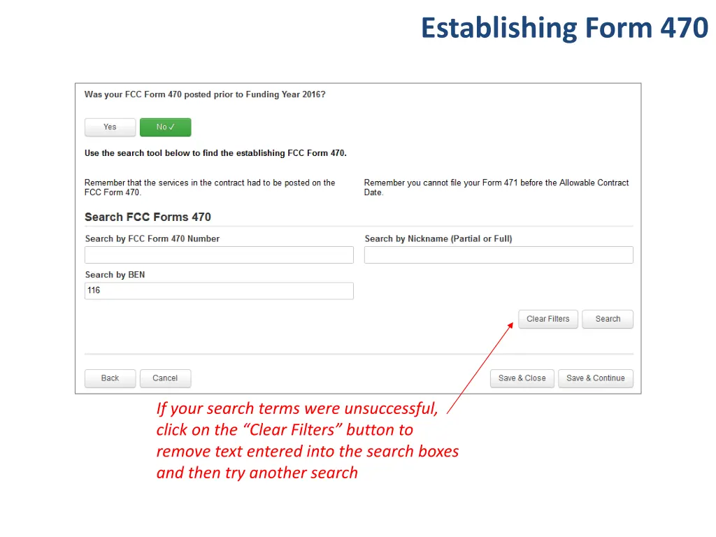 establishing form 470 5
