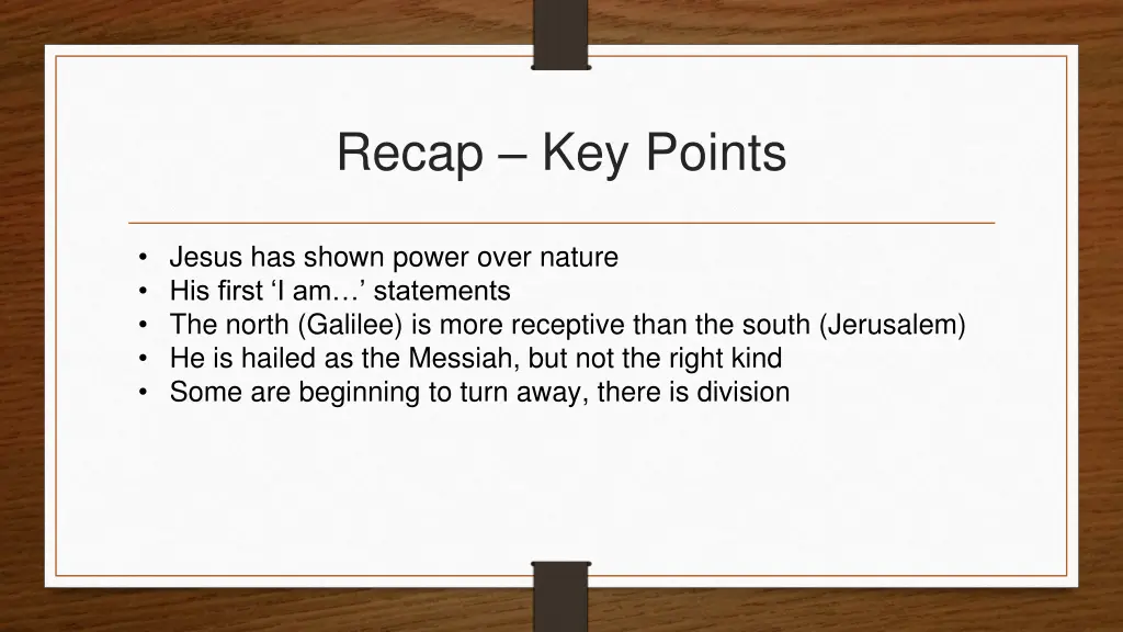 recap key points