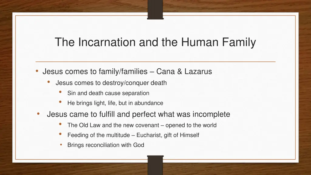 the incarnation and the human family