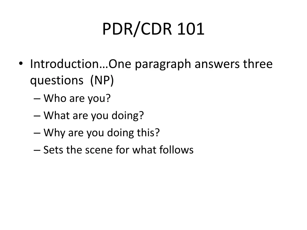 pdr cdr 101 3