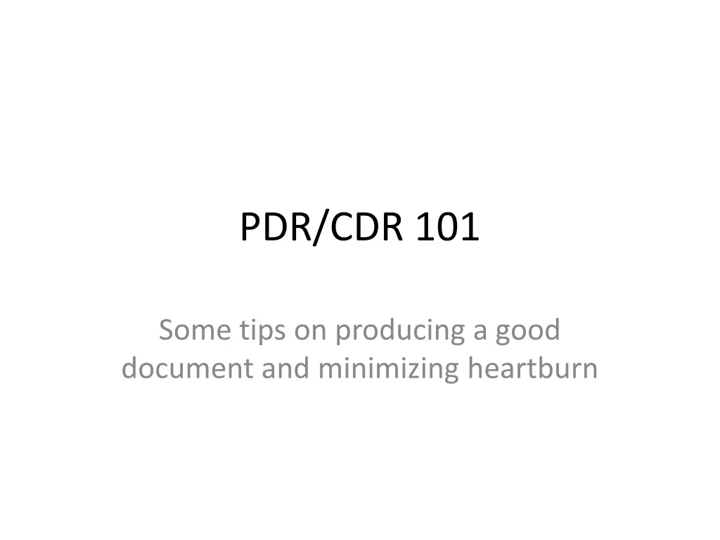 pdr cdr 101