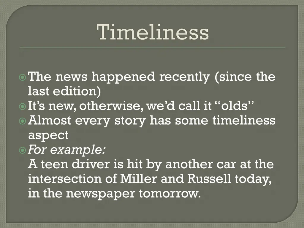 the news happened recently since the last edition